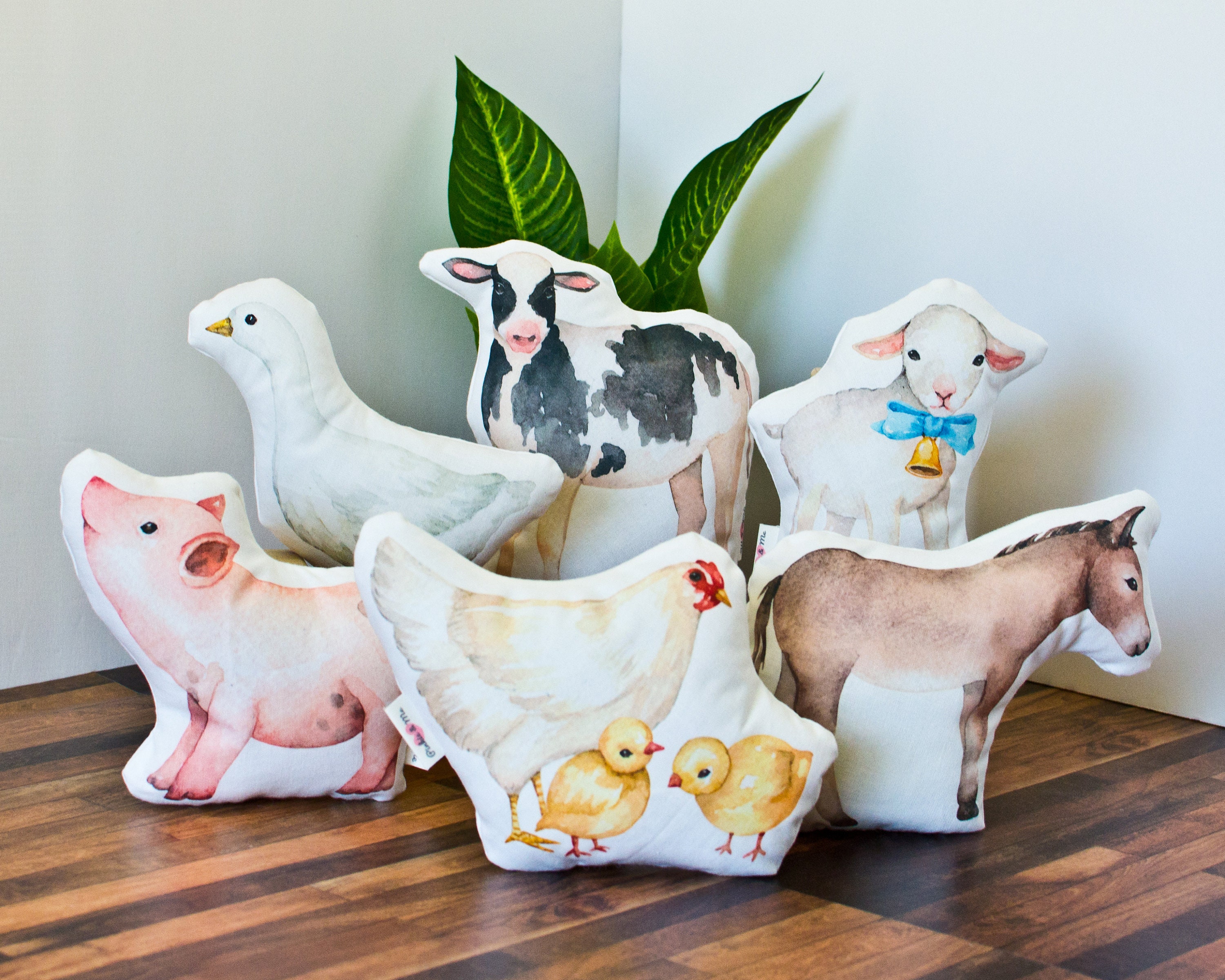 Farm Animal Doll Size Pillows - Small accent pillows for 18 inch doll…