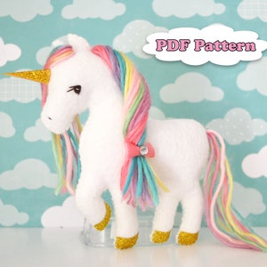 Felt Unicorn PDF Pattern And Tutorial / Unicorn Sewing Instructions / Instant Download