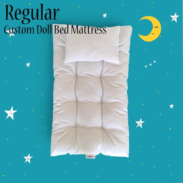 Custom Doll Bed Mattress And Pillow / Size Under 11" x 21" / Tufted Pillowtop Mattress For 18" Dolls