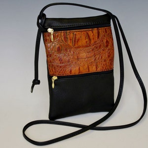 Passport Bag - black w/ light brown croco accent pictured