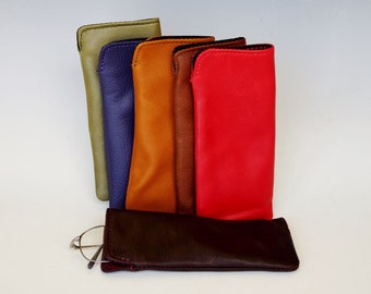 Soft leather eyeglass case