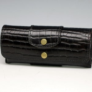 Hard leather eyeglass case -  Alligator embossed cowhide