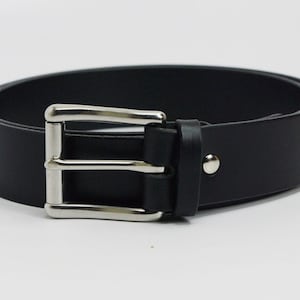 1 1/4&quot; extra long Black American Bridle leather belt - 1 1/4 stainless steel buckle