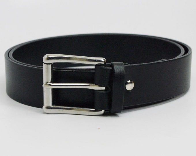 Featured listing image: 1 1/4" American Bridle leather belt - black pictured