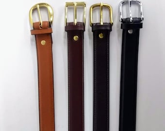 1 1/4" dress belt - Bridle leather polished brass or nickle buckle