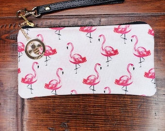 Flamingo Palm Leaves Pattern Canvas Card Wallet with Zipper for Women Bk55Oi&& Womens Retro Purse Flamingo Palm Leaves Pattern Canvas Card Wallet with Zipper for Women Bk55Oi&& Womens Retro Purse