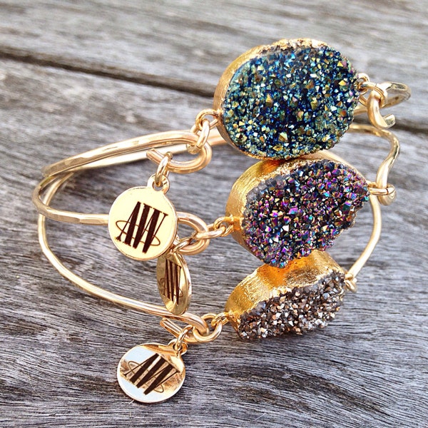 Aveline Oval Druzy Bracelet (Available in Rainbow, Silver, Peach, & Blue-green)