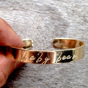 Baby Bear Small Cuff Bracelet -for kids -(Available in sterling silver, brass, or copper)