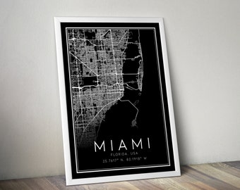 Miami - City Map Print - Travel Poster Print - Digital Download