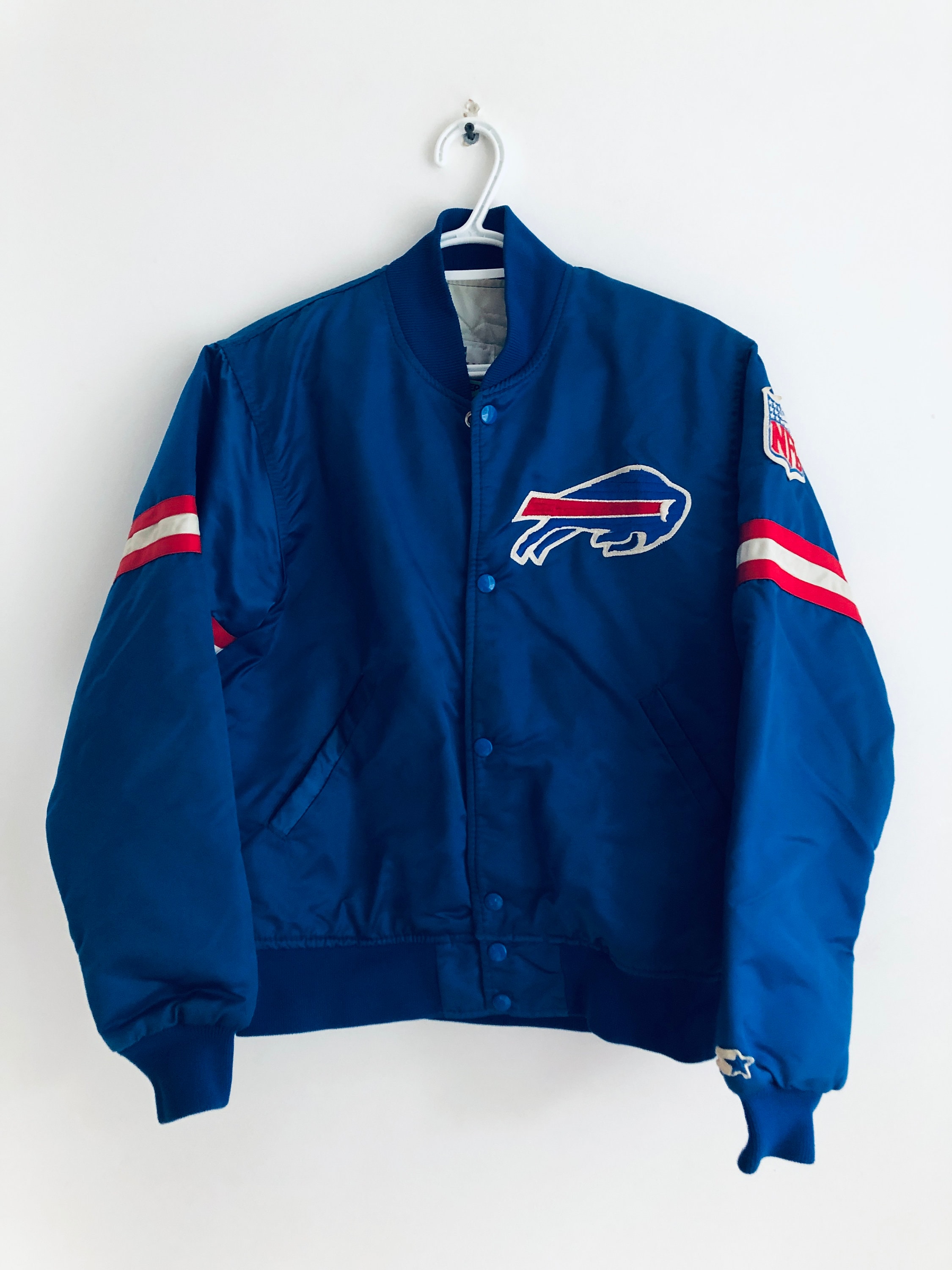 Vintage 80s 90s STARTER BUFFALO BILLS Satin Jacket Men’s Large Blue PRO LINE