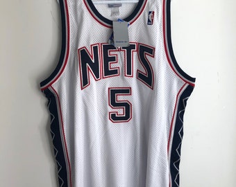 Reebok Authentic NBA New Jersey Nets Jason Kidd #5 Jersey White Striped  Size XL