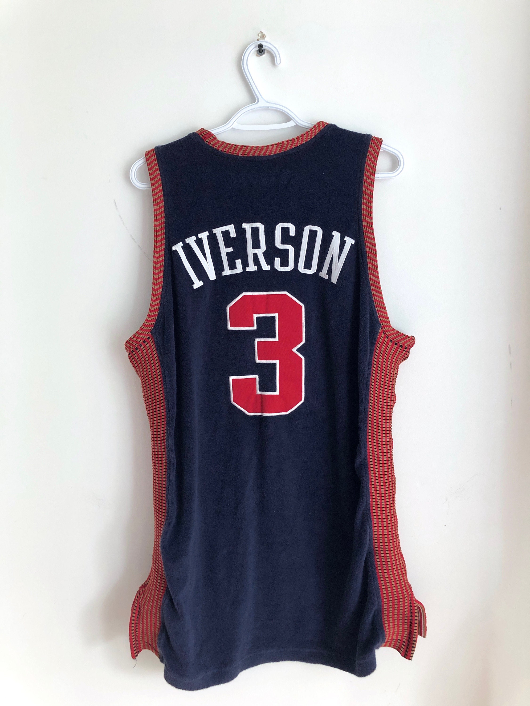 Allen Iverson Jersey Mens XL Black Basketball Reebok Embroidered