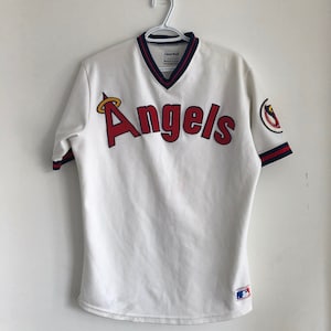 Vintage XXL La Anahiem Angels Jersey White Pinstripe 1997 Russell MLB