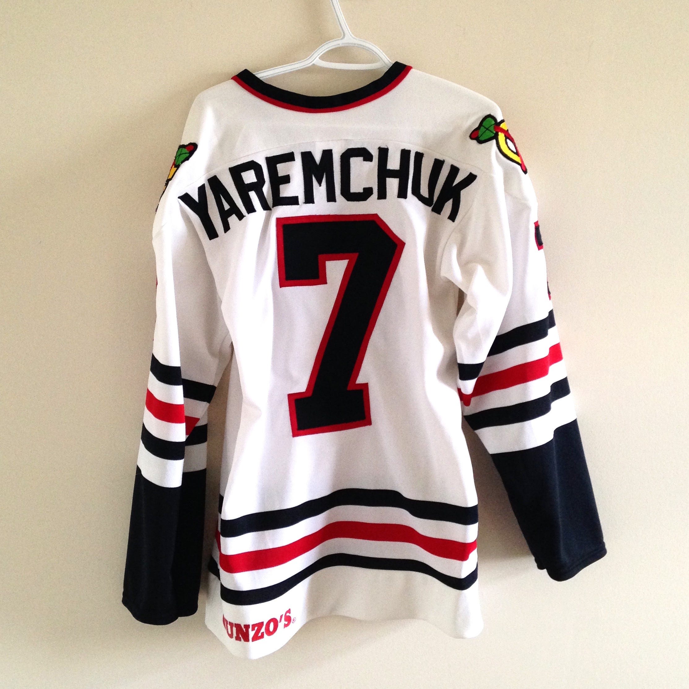 Custom Hockey Jerseys with a Blackhawk Logo and Shoulder Patches – Tally  Hockey Jerseys