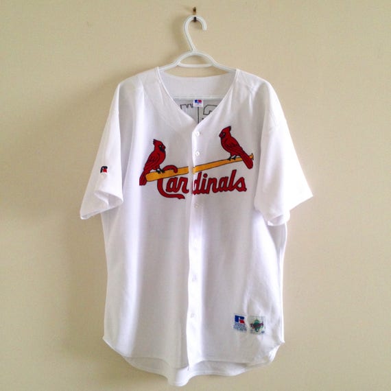 St. Louis Cardinals Authentic Russell Vintage MLB Baseball Red Jersey Mens  MED