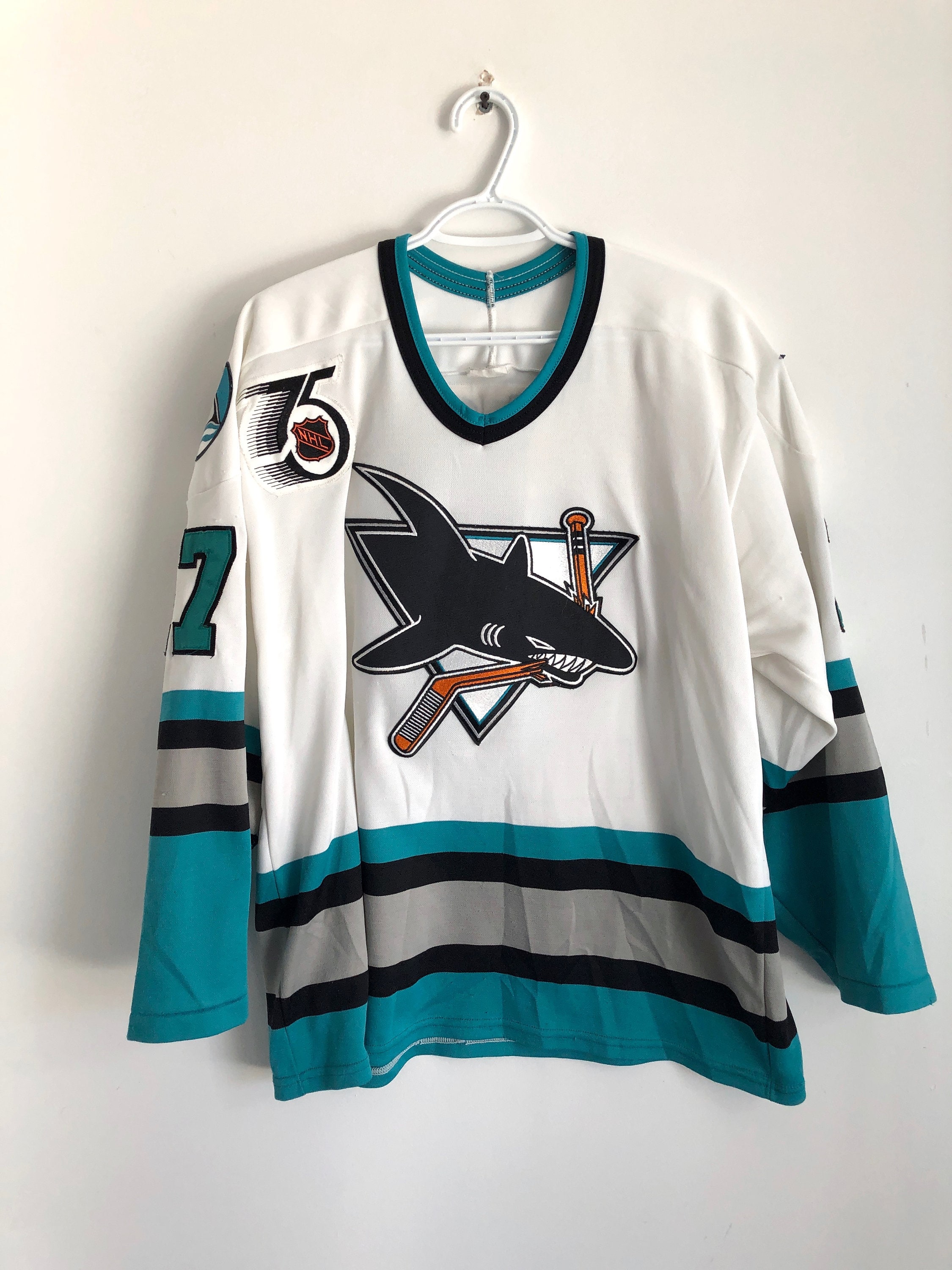 Vintage San Jose Sharks Hockey Jersey By Maska XL CCM Sewn Authentic