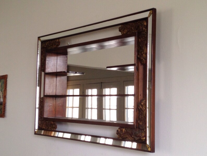 Vintage Shadow Box Mirror Display Case & Shelf Antique Etsy