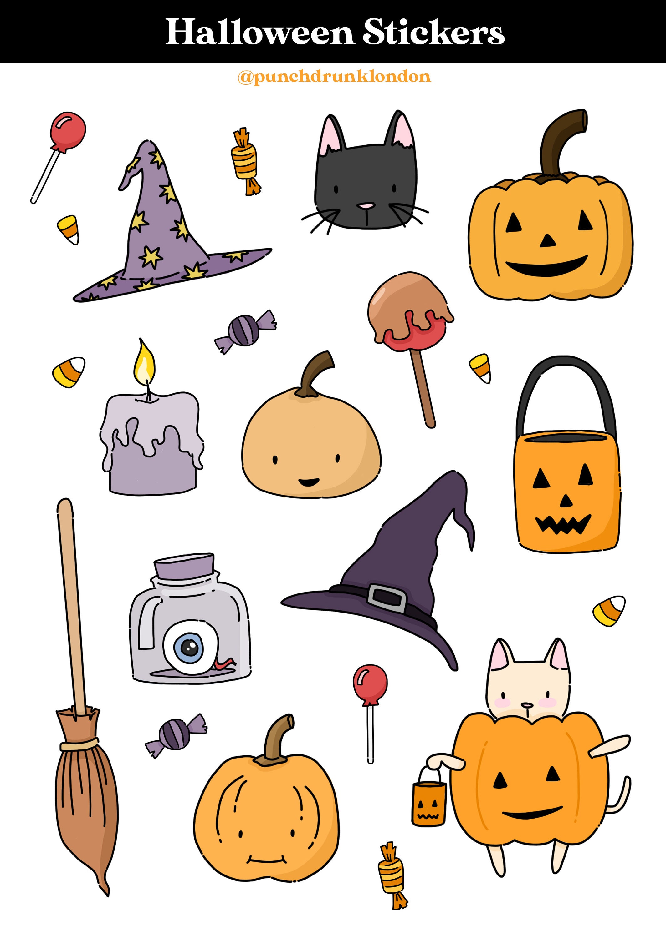 Halloween Sticker Sheet A6 Sticker Sheet Halloween Fall &amp; | Etsy