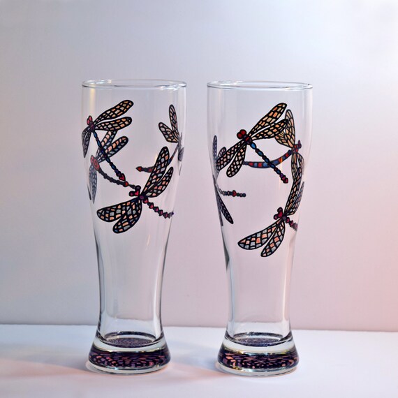 Dragonfly Gifts Dragonfly Glasses Hand Painted Glass