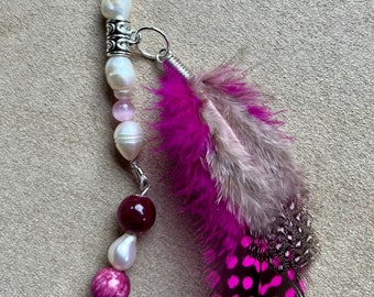 Purse Clip, Keychain, Zipper Pull, Handmade, Feather Clip