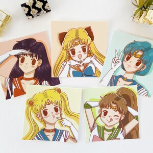 Sailor Moon, Stickers, Weatherproof, Die cut, gift, fanart, illustration, anime, Sailor Mars, Sailor Jupiter, Sailor Mercury, Sailor Venus
