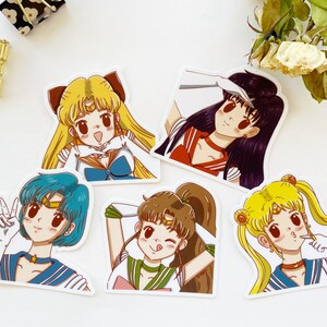 Sailor Moon, Stickers, Weatherproof, Die cut, gift, fanart, illustration, anime, Sailor Mars, Sailor Jupiter, Sailor Mercury, Sailor Venus