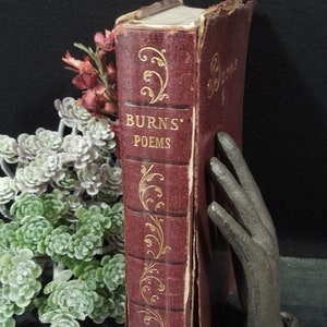 Antique Book 1901 The Poetical Works of Robert Burns - Mahogany Cover - Prop Display Decor - Poet Scotland