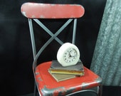 Vintage Child Sized Red Metal Chair - Prop Doll Display - Riser Stand for Plant - Industrial BoHo Decor