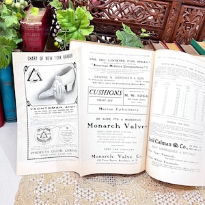 1906 The Yachtsman&#39;s Guide by J.K. Waters Co. Boston Mass. - Antique Book w/ Fold Out Charts - Unusual Rare Antique Boat Advertising