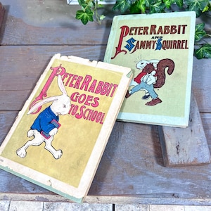 Two Children&#39;s Books Peter Rabbit Goes to School 1917 plus Peter Rabbit and Sammy Squirrel 1918 Louise Field Virginia Albert