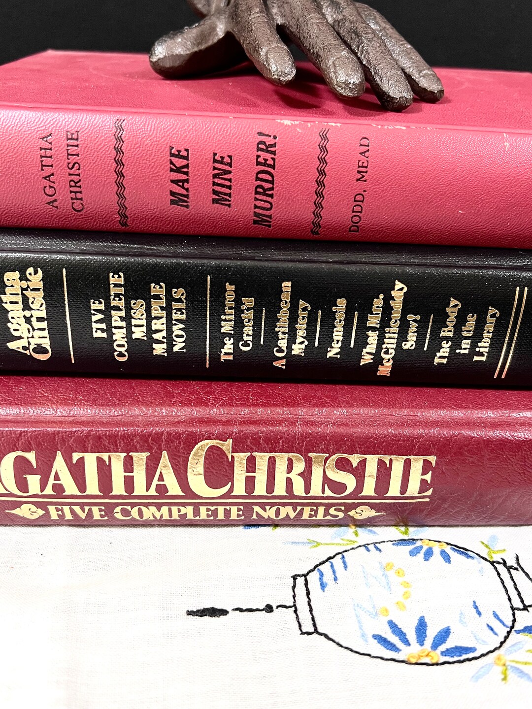 Three by Agatha Christie Book Stack Hercule Poirot Miss Marple and