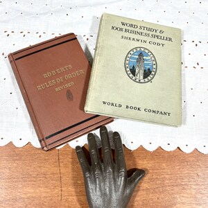 2 Books Roberts Rules of Order 1915 and Word Study & 100 % Business Spelling 1918 - Antique