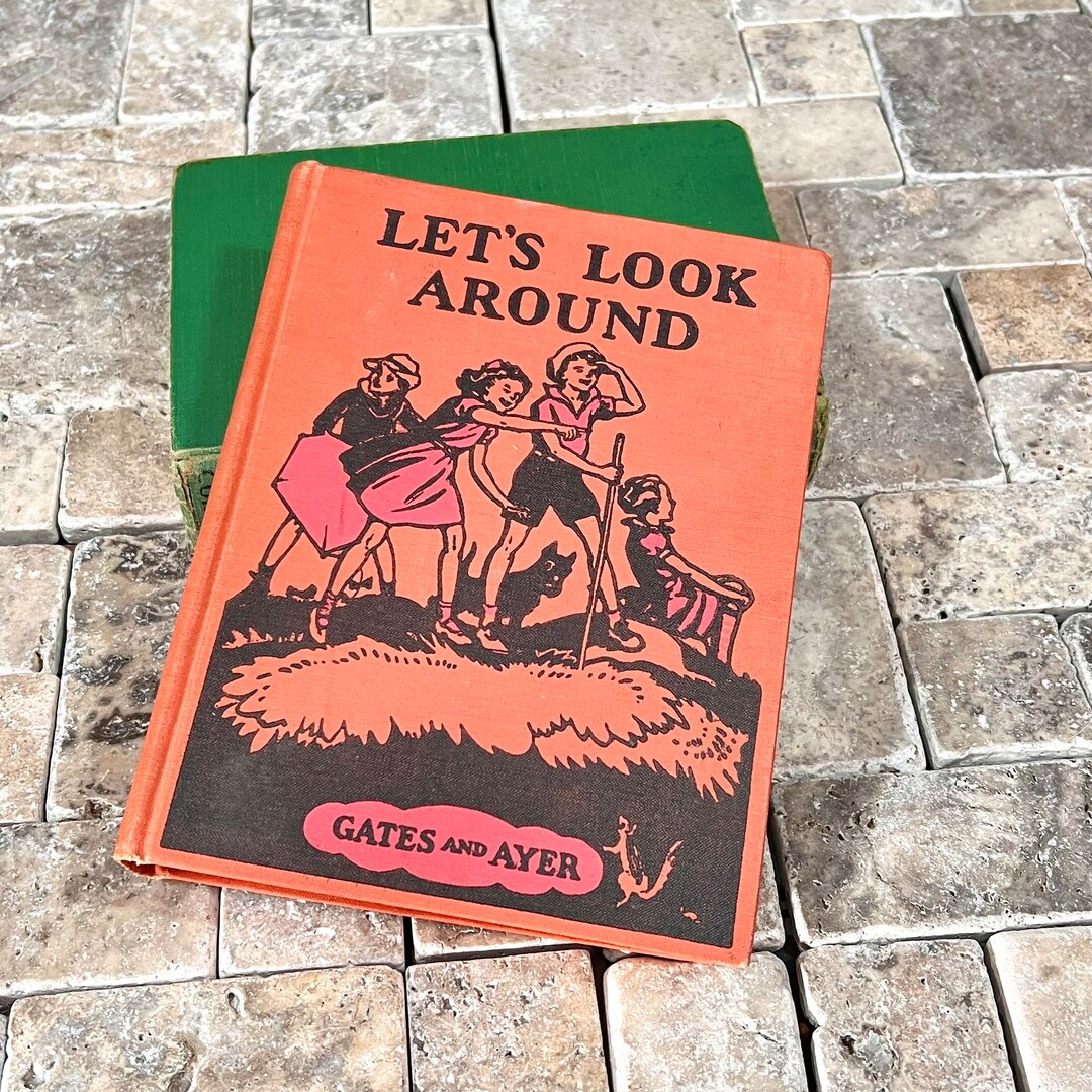 Grade School Text Book Reader Lets Look Around Vintage Book Etsy