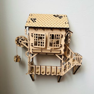 DIY 3D Puzzle, Hanging Cottage house- Laser Cut for accuracy, Great Gift! Perfect for relaxing