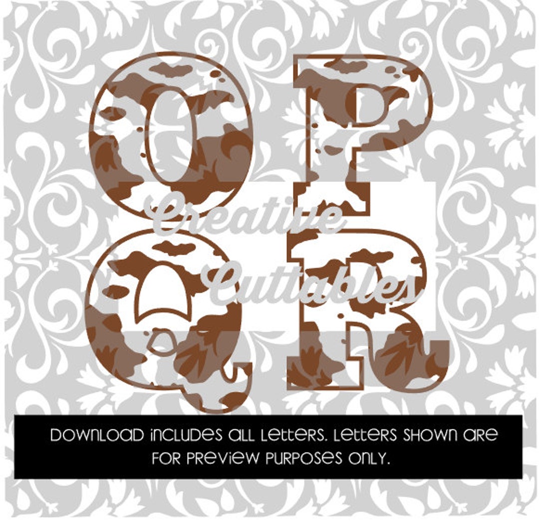 Cowgirl Cowboy Cow Print Letters Uppercase for Silhouette or Other ...