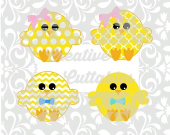 Easter Chick SVG Pattered baby chick  for  Silhouette or other craft cutters (.svg/.dxf/.eps)