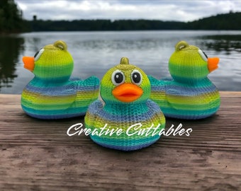 Cruise Ducks Suéter tejido de crochet con estampado 3D pato para cruceros; Color: Atlántida