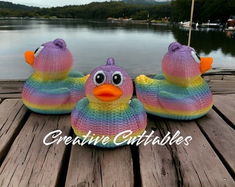 Patos de crucero impresos en 3D, Ganchillo, Tejido, Tejido, Pato suéter para cruceros; Color: Bebé arcoíris