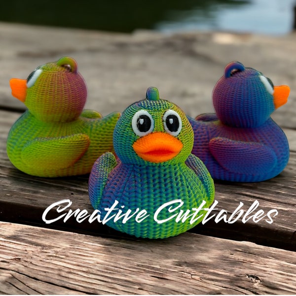 Cruise Ducks 3D Printed Crochet Knit Weave Sweater duck for cruises; Color: Oil Slick