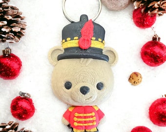 Llavero articulado de Cascanueces con forma de oso - Dije, regalo para calcetines navideños, impresión 3D, ideal para invierno, fiestas y Navidad.