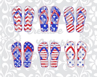 Patriotic 4th of July Flip Flops for use with Silhouette or other craft cutters (.svg/.dxf/.eps)
