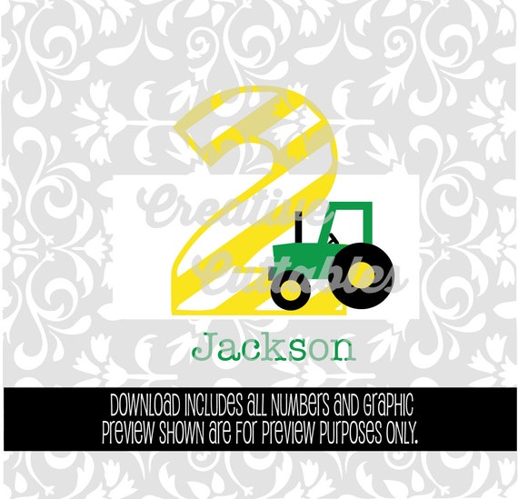Download SVG Birthday Tractor with Striped Numbers for Silhouette ...