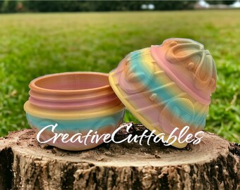 Huevos de Pascua, Contenedor de huevos impreso en 3D, Huevo de Pascua rellenable, Personalizado, Roscado, Estilo: Corazones