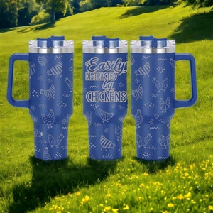 40oz Tumbler with handle, Hens, Chickens, Chicks, Farm