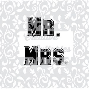 Wedding Titles Sports Jersey look Mr Mrs for Monogramming for use with Silhouette or other craft cutters (.svg/.dxf/.eps)