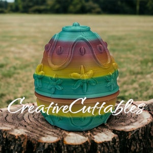 Easter Egg, 3D Printed Egg Container, Fillable Easter Egg, Empty Threaded Easter Egg,  Style: Stars
