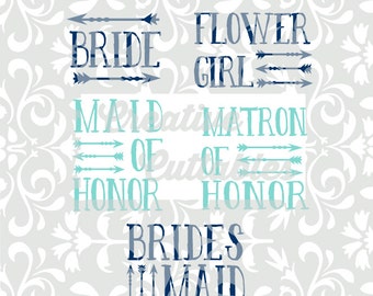 Wedding SVG Bride Bridal Party for use with Silhouette or other craft cutters (.svg/.dxf/.eps)