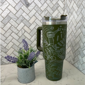 40oz Tumbler with handle, engraved, Hiking, backpacking