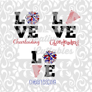 Cheer SVG LOVE Cheerleading Pom Poms Megaphone for Silhouette or other craft cutters .svg/.dxf/.eps image 1