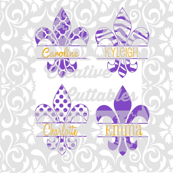 SVG Split Fleur de lis para usar con Silhouette u otros cortadores artesanales (.svg/.dxf/.eps)